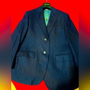 100% Wool Navy Pinstripe Men's Blazer